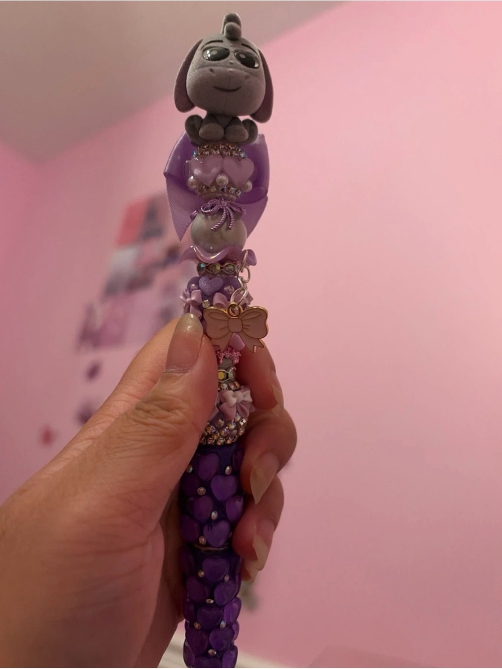 Eeyore Decorative Beaded Pen with Bow Charm